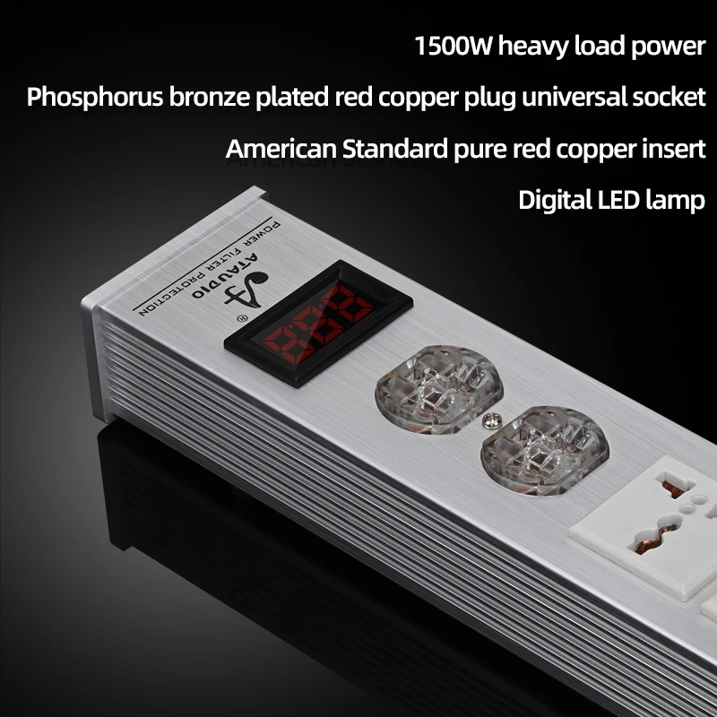 Tomada Universal de Alta Fidelidade Filtro de Energia Áudio 220v 10a Eua Plug Saída Áudio Purificador Proteção contra Raios ac - Image 2