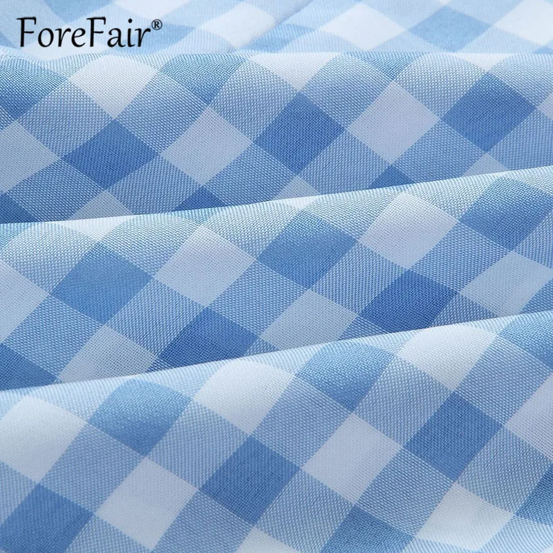 Женское клетчатое платье с оборками Forefair повседневное винтажное мини открытой