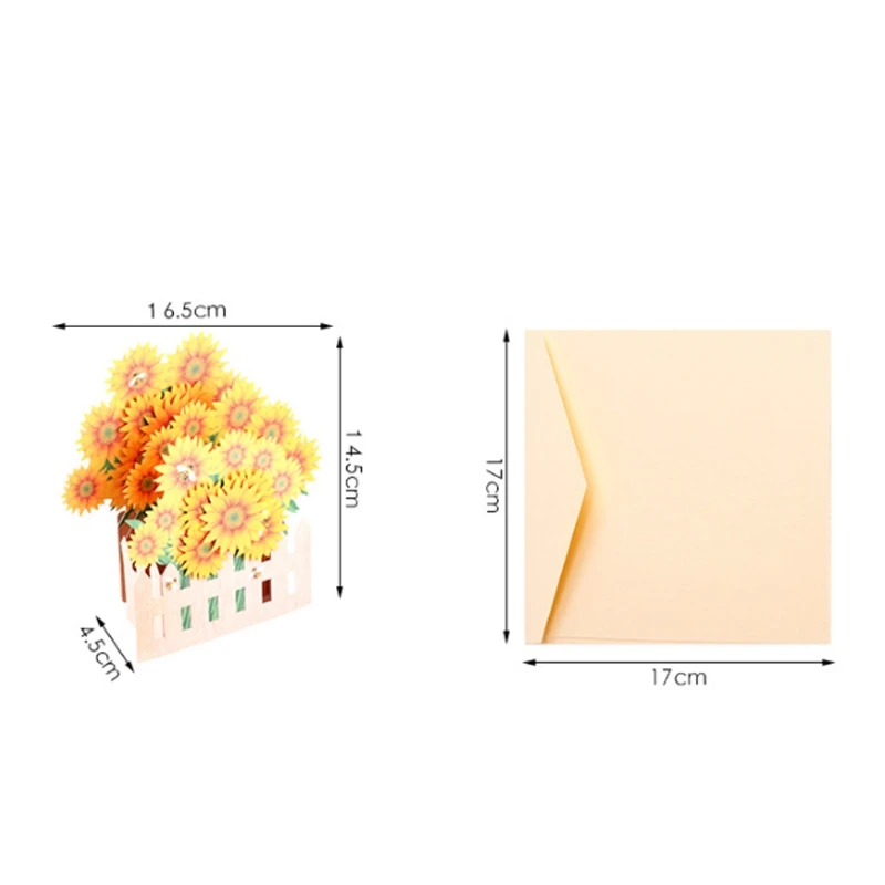  Sunflower Greeting Cards Handmade Birthday Wedding Invitation 3D Pop Up Card Art D08D - 4.00036E+12