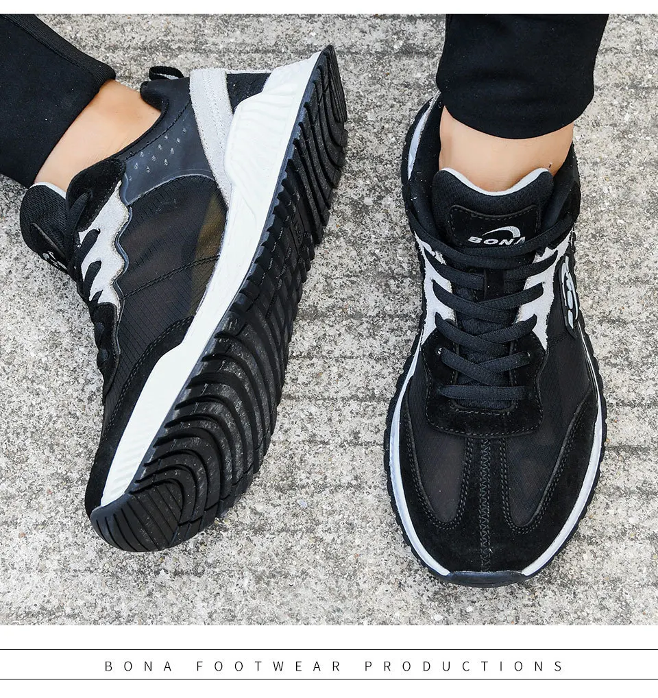 BONA/Новинка; замшевые сетчатые кроссовки для бега; мужская уличная спортивная обувь; мужские вязаные кроссовки; светильник; спортивная обувь; мужские трендовые кроссовки; Hombre