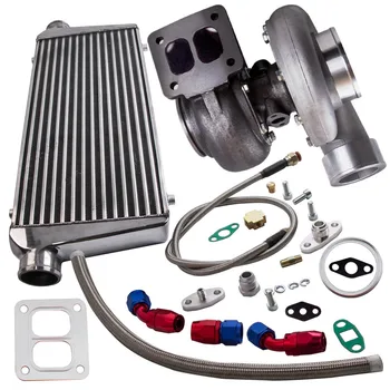 

GT45 T4 Turbocharger + 24"x12"x3" Tube&Fin Intercooler + Oil Drain & Return Line