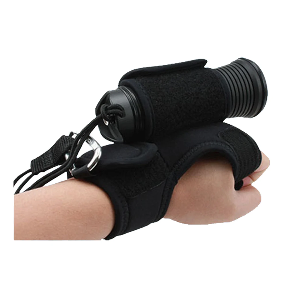 Scuba Diving Dive Underwater Torch LED Flashlight Hand Free Holder Glove Holster Hand Mount