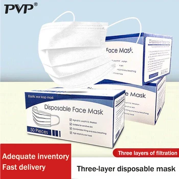 

10Pcs / 5Pcs / 3Pcs mask disposable white cotton mask non-woven mask dust mask 3 filter activated anti-pollution