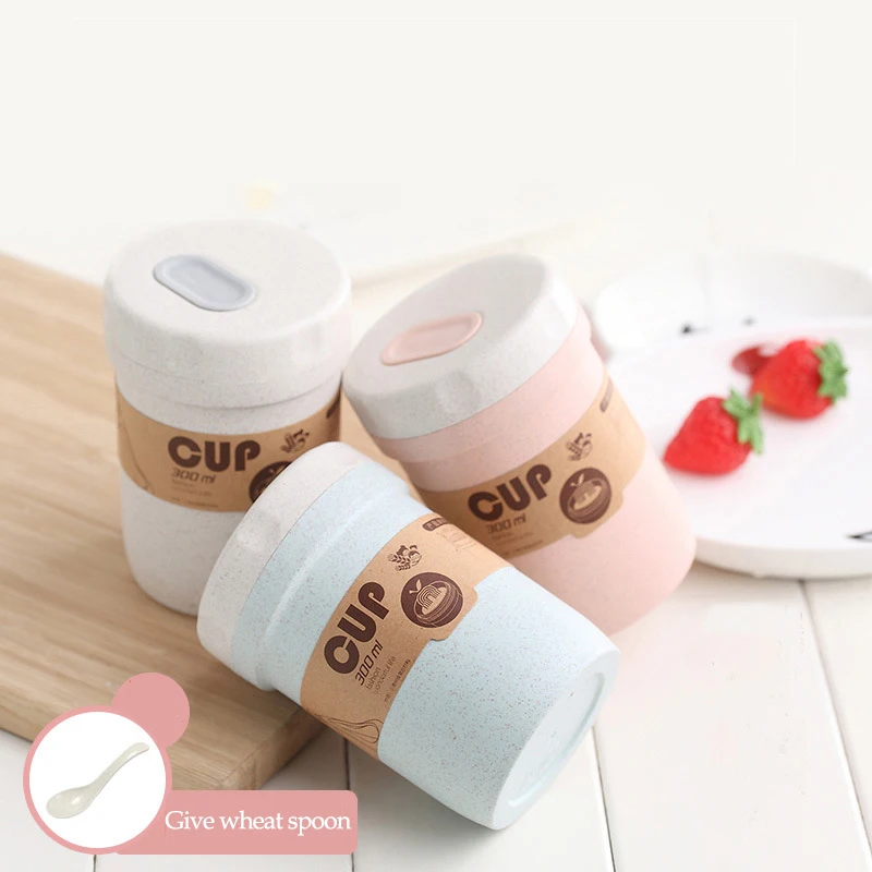 

Wheat Cup Straw Cup Soup Cup Breakfast Cup Portable Wheat Cup Heat Preservation Cup Plastic Microwave Sealed Soup Can