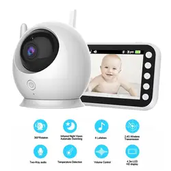 Babyphone vidéo sans fil 2.4GHz, écran LCD 4.3 pouces, Vision nocturne, Audio bidirectionnel, berceuse, alarme de température 