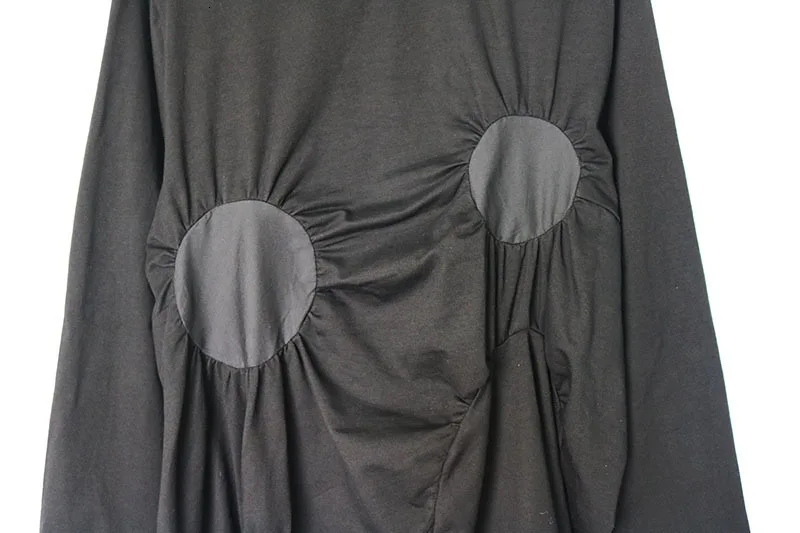 TVVOVVIN European Chiffon Will Edition Easy Irregular Design Feel Collage Round Neck Long Sleeve T-shirt Woman ZX374