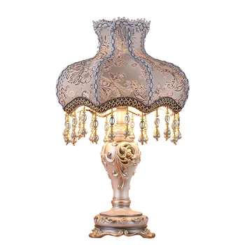 

Romantic Table Lamp Bedroom Bedside Lamp Vintage European Style Livingroom Table Lamps Textile Warm Table Lanterns Modern Lights