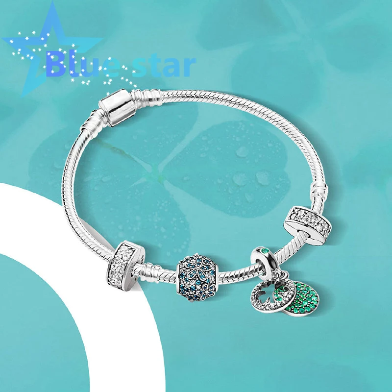 

Blue Star 100% 925 Sterling Silver pandoras Lucky Compliment ZT0628 Bracelet Set Fashion Temperament Surprise Gift