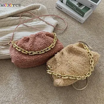 

Fashion Winter Plush Solid Color Crossbody Bags for Women 2020 Pleated Cloud Shoulder Large Capacity Handbags Underarm Totes