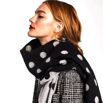 

New Winter Scarves from Families in Europe and America,Gold dot double-sided double-color lady warm fashion Shawl Scarf