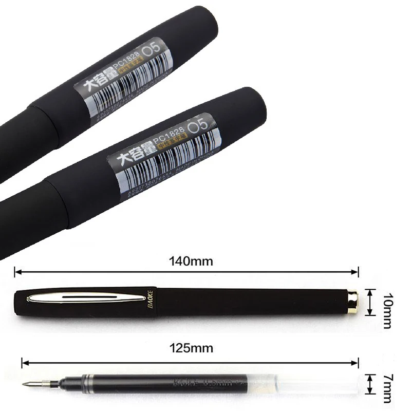 BAOKE 시험 사무실용 젤 펜 리필 가능 중립 펜, 0.5 0.7 1.0mm, 레드 블랙 블루 시그니처 대용량 잉크, 6 개