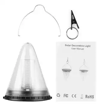 

led solar Outdoor Waterproof Solar Power Cone Shape LED Light Hanging Lamp Garden Courtyard Decoration solar lights for garden