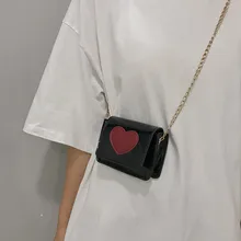 Модная мини-сумка через плечо в форме сердца для женщин, искусственная кожа, яркие цвета, сумка через плечо, сумка на цепочке через плечо
