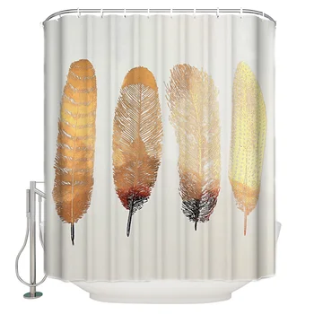 

Abstract Gold Feather Polyester Fabric Shower Curtain