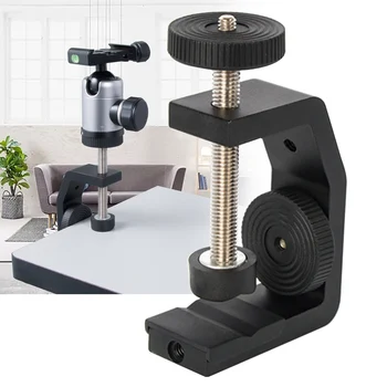 

1/4" Screw Fixed Tripod Clamp Camera Flash Bracket Aluminum Alloy Part Universal Holder Desktop Photography Background Mount