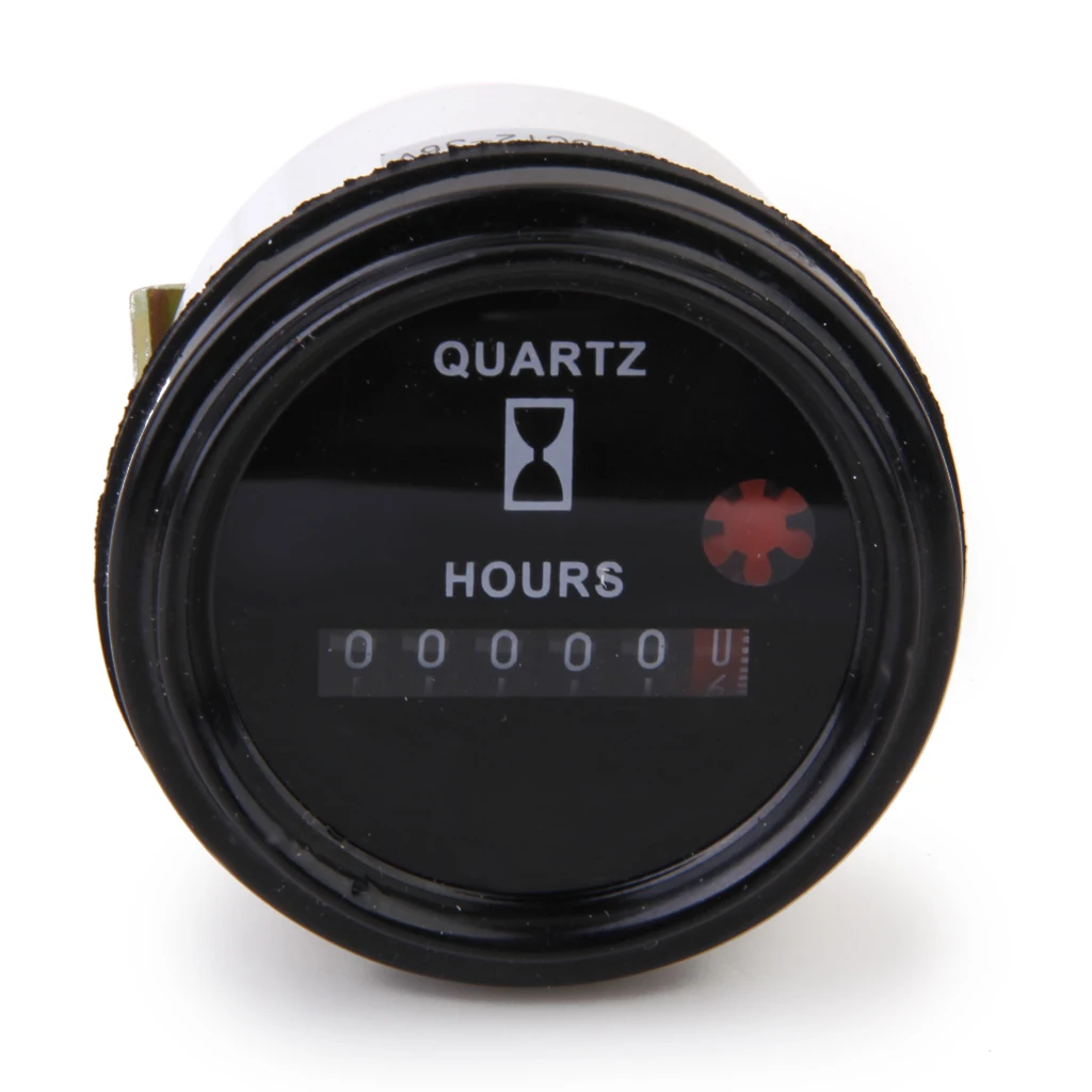 DC / AC 12-36V Quartz Hour Meter Gauge, Round Shape, For Fork lifts, Buses, Trucks, Golf Carts, Vehicles