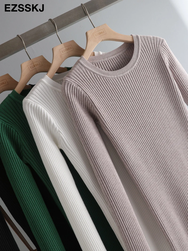 elegant Autumn Winter basic Maix  Sweater dress women solid bodycon Thick dress Female Jumper O-neck slim knit dress Long sleeve long sleeve dress