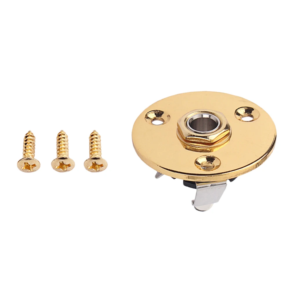 Guitar Round Plate Jack Plug Socket 6.35mm Electric Guitar Bass Accessory