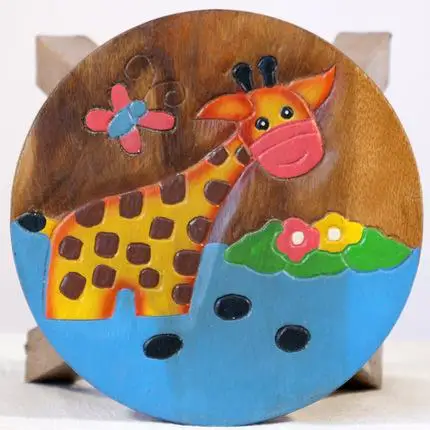 Твердый деревянный детский табурет с милым мультяшным животным малая скамья домашний табурет деревянный стул - Цвет: F