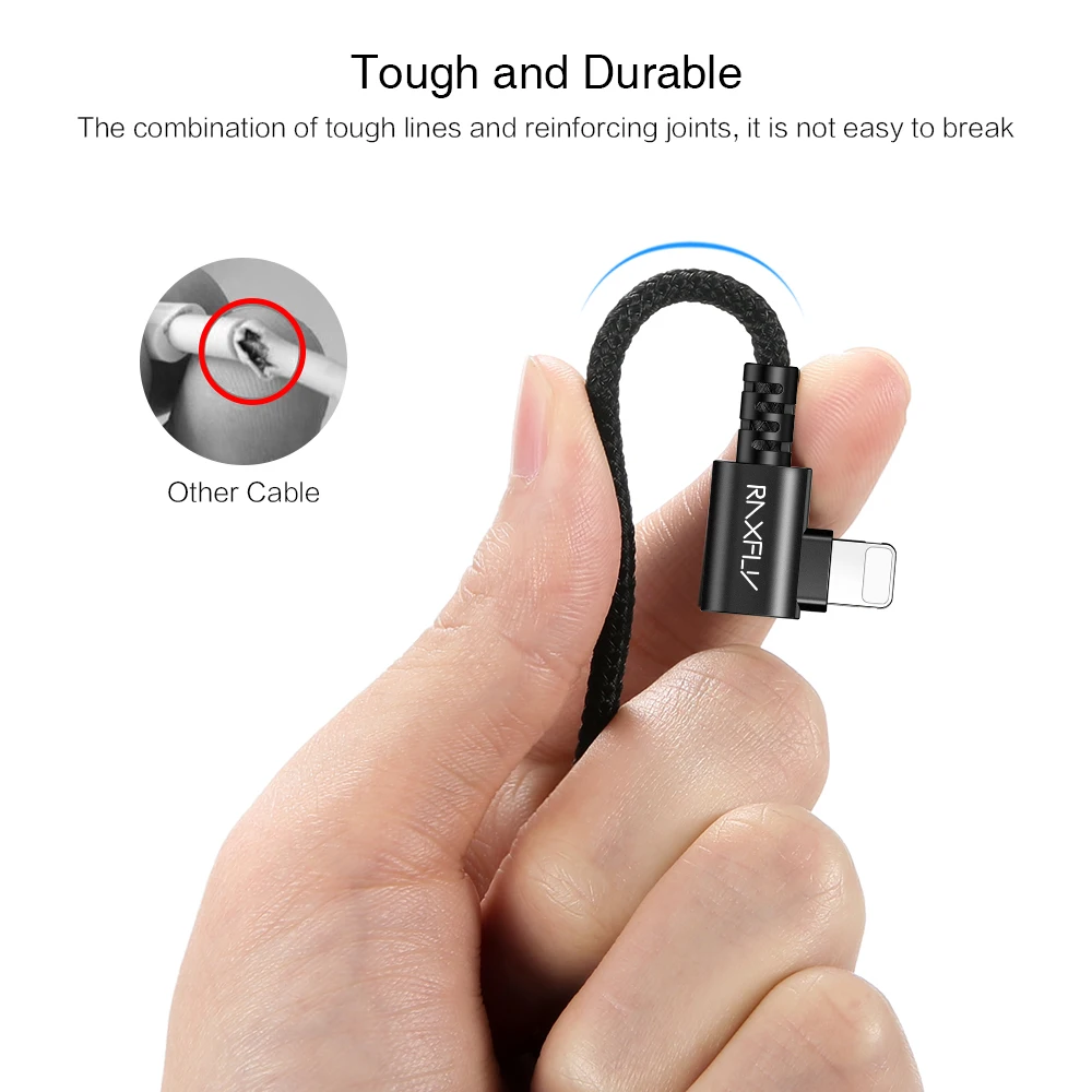 RAXFLY 1 м 2.1A 90 градусов USB кабель для передачи данных для iPhone 11 Pro MAX XR 8 7 6s iPad Быстрая зарядка кабель для зарядки мобильного телефона