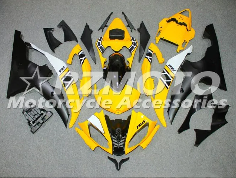 Набор впрыскивателей Мотоцикл Обтекатели Fit для YAMAHA YZF-R6-600 2008- 08-16 обтекателя Кузов Набор изготовленный на заказ желтого и черного цвета - Цвет: yellow white black