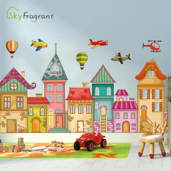 

Green Town cartoon wall sticker childlike baby bedroom decor self-adhesive stickers kids room decoration wall decor home decor