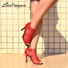 Ladingwu/красные туфли для танцев; женская обувь; танцевальные туфли для латинских танцев; красные стразы; женские туфли для бальных танцев; туфли для латинских танцев на каблуке 10 см; туфли для танго
