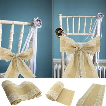 

5PCS/Pack Wedding Chair Cover Sash Hemp Bow Tie Ribbon Decoration Wedding Party Decoration Hotel Party Supplies