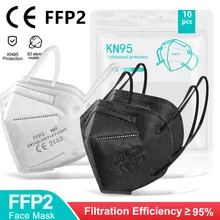 5-100PCS FFP2 Mascarillas Negras 5 Layers Reusable KN95 Facial Mask Approved FPP2 Protective ffp2mask CE White Black Color Maski