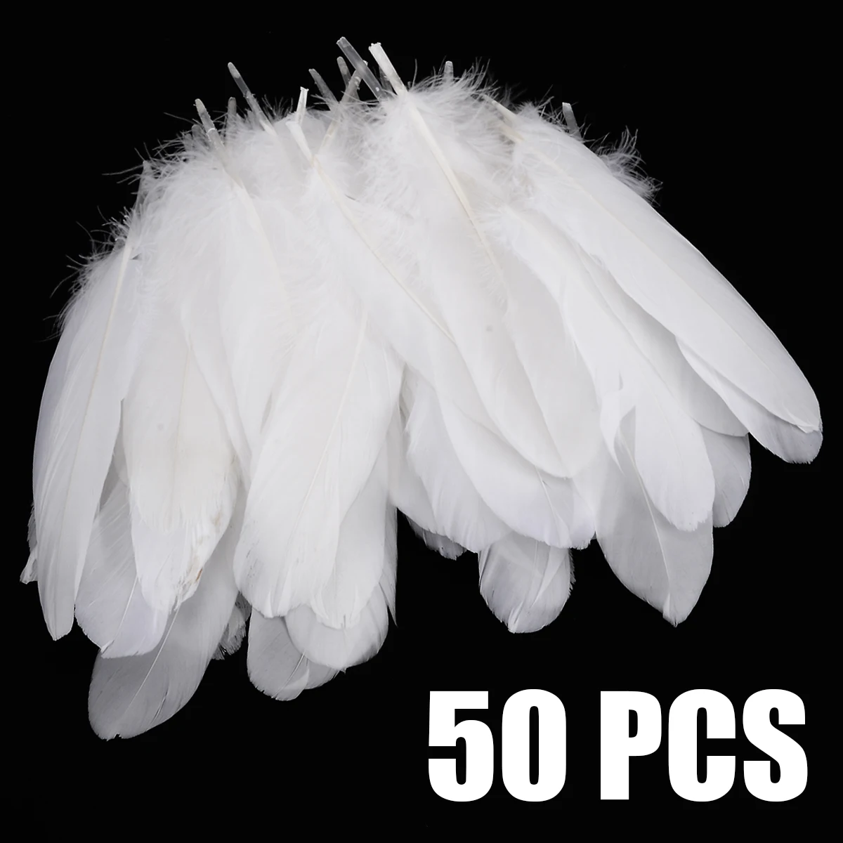 

50pcs/Set White Natural Goose Feathers Party DIY Crafts Fashion Material for Decorating Hat Clothing Shoes 6-8inch/15-20cm