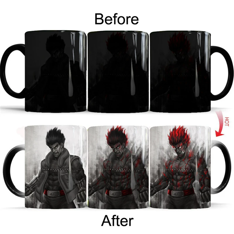

Anime Naruto Mugs Might Guy Heat Temperature Sensitive Color Changing Coffee Tea Hokage Mug Cartoon Cup New Gifts for Friends