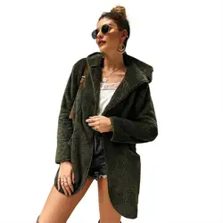 2019 Женская модная куртка бархатное пальто Зимняя теплая Новая пушистая куртка с капюшоном однотонная модная верхняя одежда