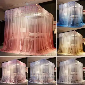 

Bed Canopy Double Colors Hung Mosquito Net Princess Bed Tent Curtain Foldable Canopy On The Bed Elegant Fairy Lace