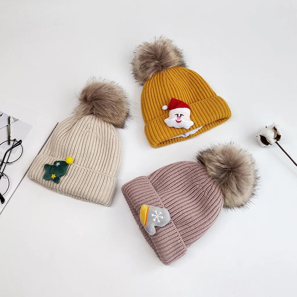 Детская яркая детская Рождественская Шапка бини для хвоста акриловая вязаная