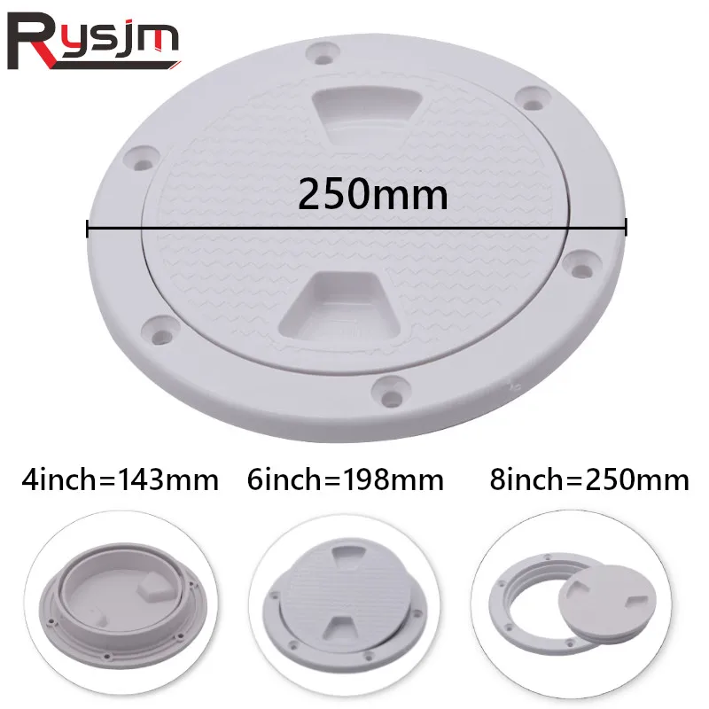 6"Inch ABS White Round Boat Marine Inspection Deck Plate Parts Hatch Cover Lid 