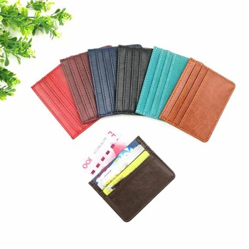 

1 Pcs Slim Minimalist Front Pocket RFID Blocking Wallets Bag PU Leather Handmade Credit Card Holder Case Gift For Men & Women