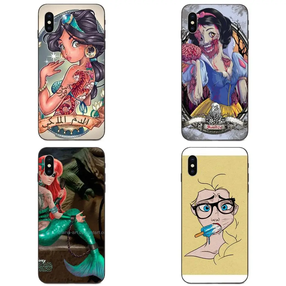 Мягкий чехол для Apple iPhone 4 6 6S 7 8 11 Plus X XS Max XR Pro тату Ариэль Алиса Белоснежка |