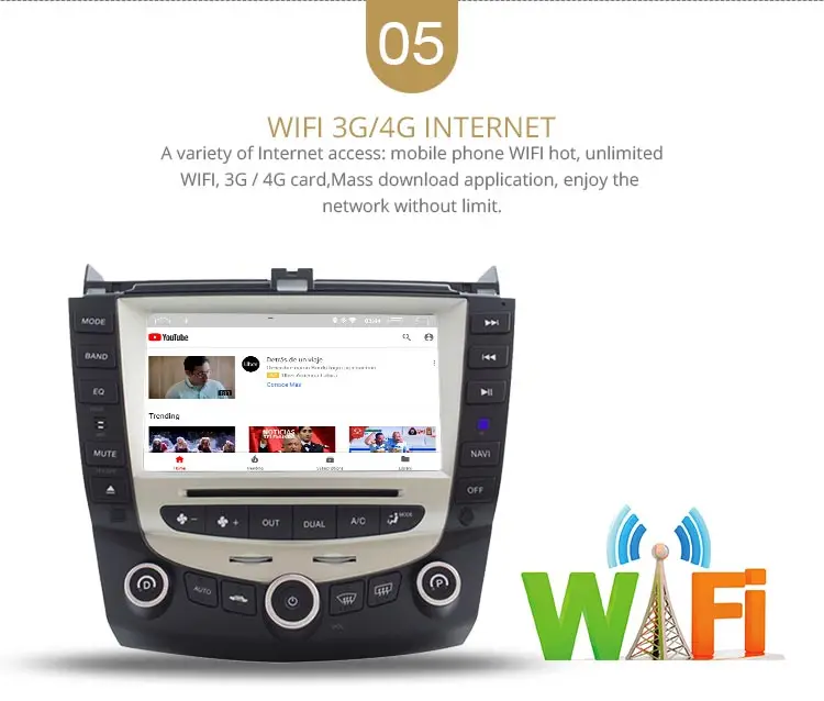 Best LJDA 7 Inch 2 DIN Android 9.0 Car DVD Player For Honda Accord 2003 2004 2005 2006 2007 Radio Audio WIFI Canbus GPS Navigation BT 7