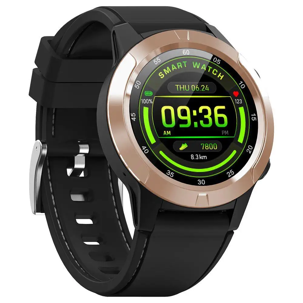Makibes M4 умные часы для мужчин компас gps Smartwatch многоязычные IP67 водонепроницаемый монитор сердечного ритма часы напоминание о вызове сообщения - Цвет: gold