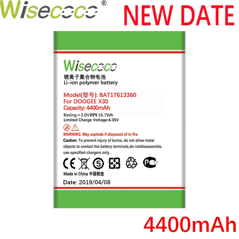 

WISECOCO 4500mAh BAT17613360 Battery For DOOGEE X30 Mobile Phone In stock Latest Production High Quality Battery+Tracking Number