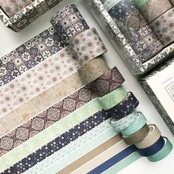 

12 pcs/pack Retro Auspicious Pattern Bullet Journal Washi Tape Set Adhesive Tape DIY Scrapbooking Stickers Label Masking tapes