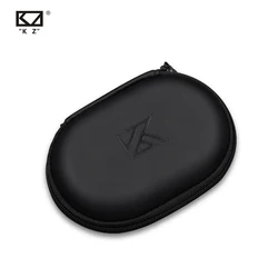 Compact Black PU Earphone Storage Case - Oval Portable Organizer