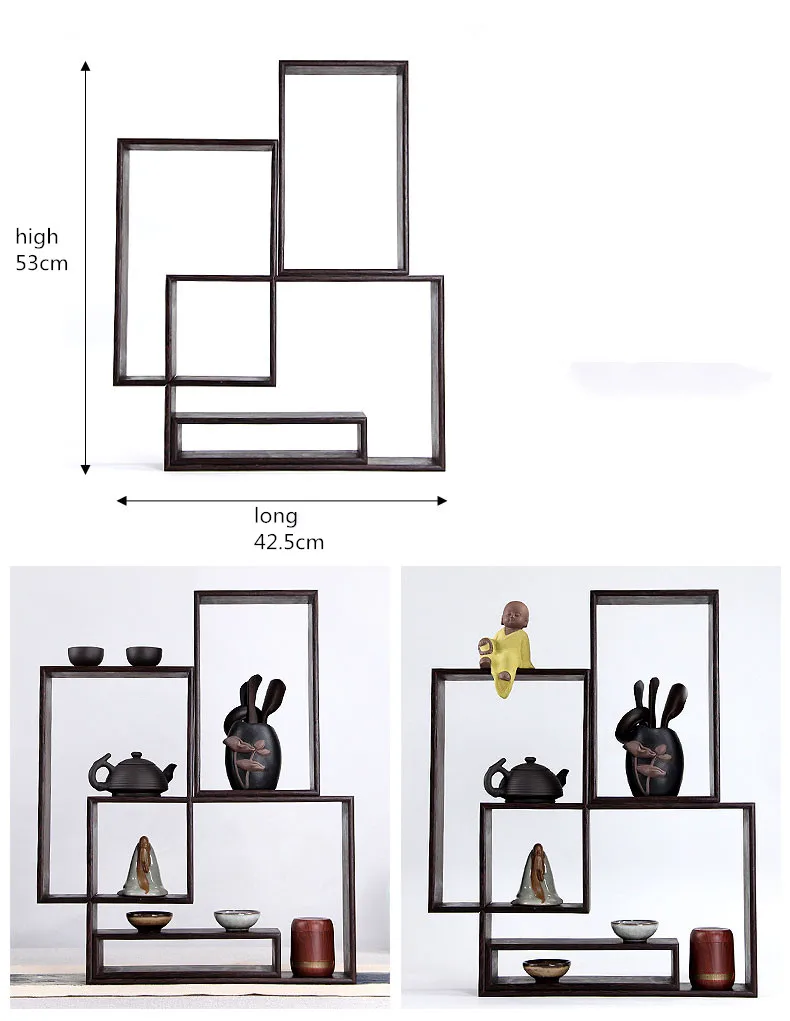 Современной плотной древесины черный Полки Полка минималистский декор чайный набор стеллажи деревянный магазин домашняя организация и стеллаж для хранения