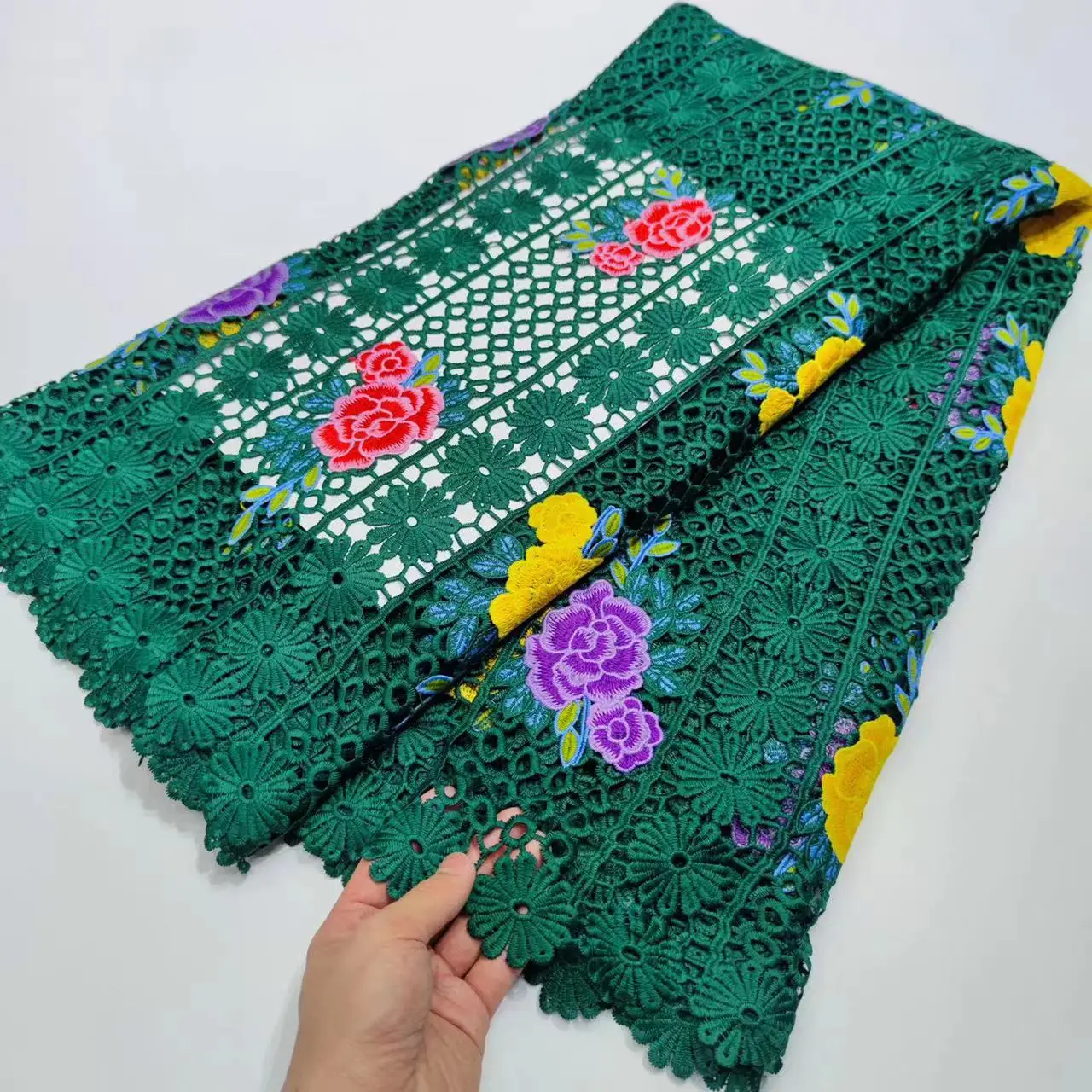

Высококачественная вышитая кружевная ткань из гипюра, Африканский шнур, кружевная Ткань 5 ярдов, французская кружевная ткань для свадьбы TS9588