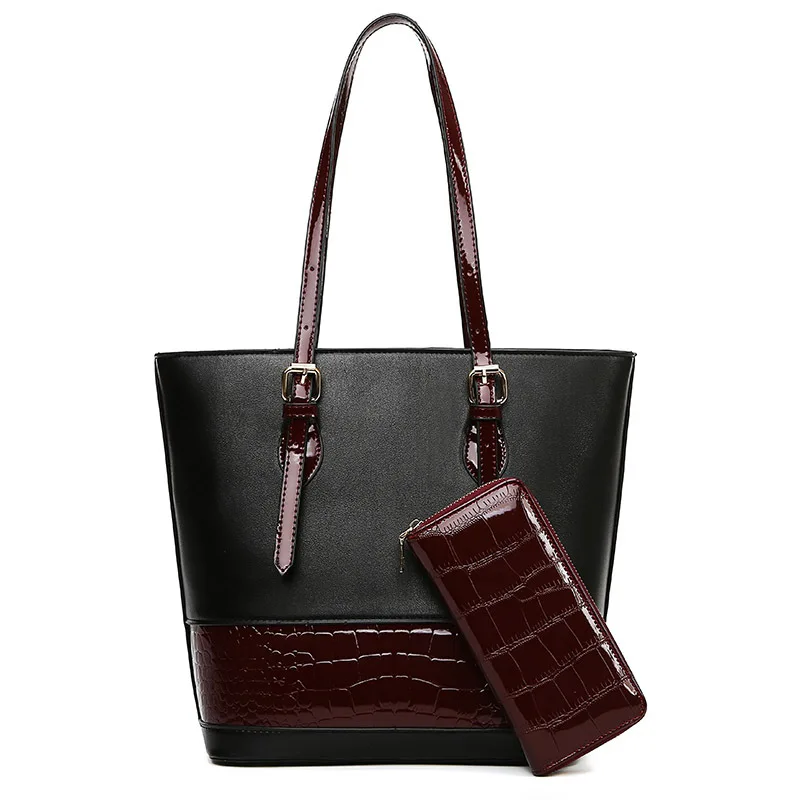 

2019 New Style WOMEN'S Bag Western Style Contrast Color Stone Pattern Two-Piece Set Shoulder Bag Large Capacity-Style Different