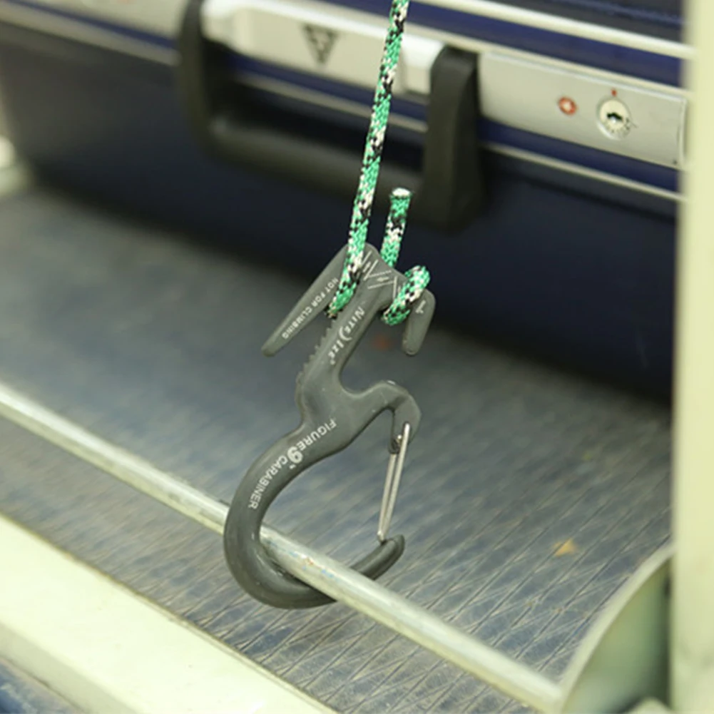 

Clip Camping Small Durable With Rope Tightening Mechanism Accessories Fixture Knot Free Alloy Lock Figure 9 Hook Carabiner
