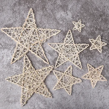

7Sizes/Set Rattan Star Indonesian Vine Woven Wreaths DIY Handicraft Home Ornaments Wedding Party Supplies Christmas Decor