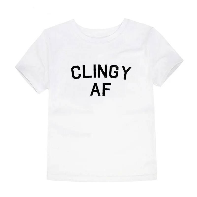Clingy AF/футболки для девочек и мальчиков детские топы с короткими рукавами, футболки с буквенным принтом для девочек, детская одежда летняя хлопковая Футболка для мальчиков - Цвет: Белый
