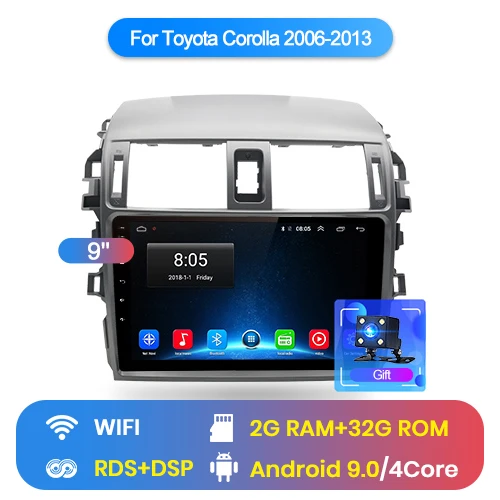 Junsun 2G+ 3 2G Android 8,1 для Toyota Corolla E140/150 2008-2013 авто 2 din Радио стерео плеер Bluetooth gps навигация 2din - Цвет: WIFI (2GB 32GB)