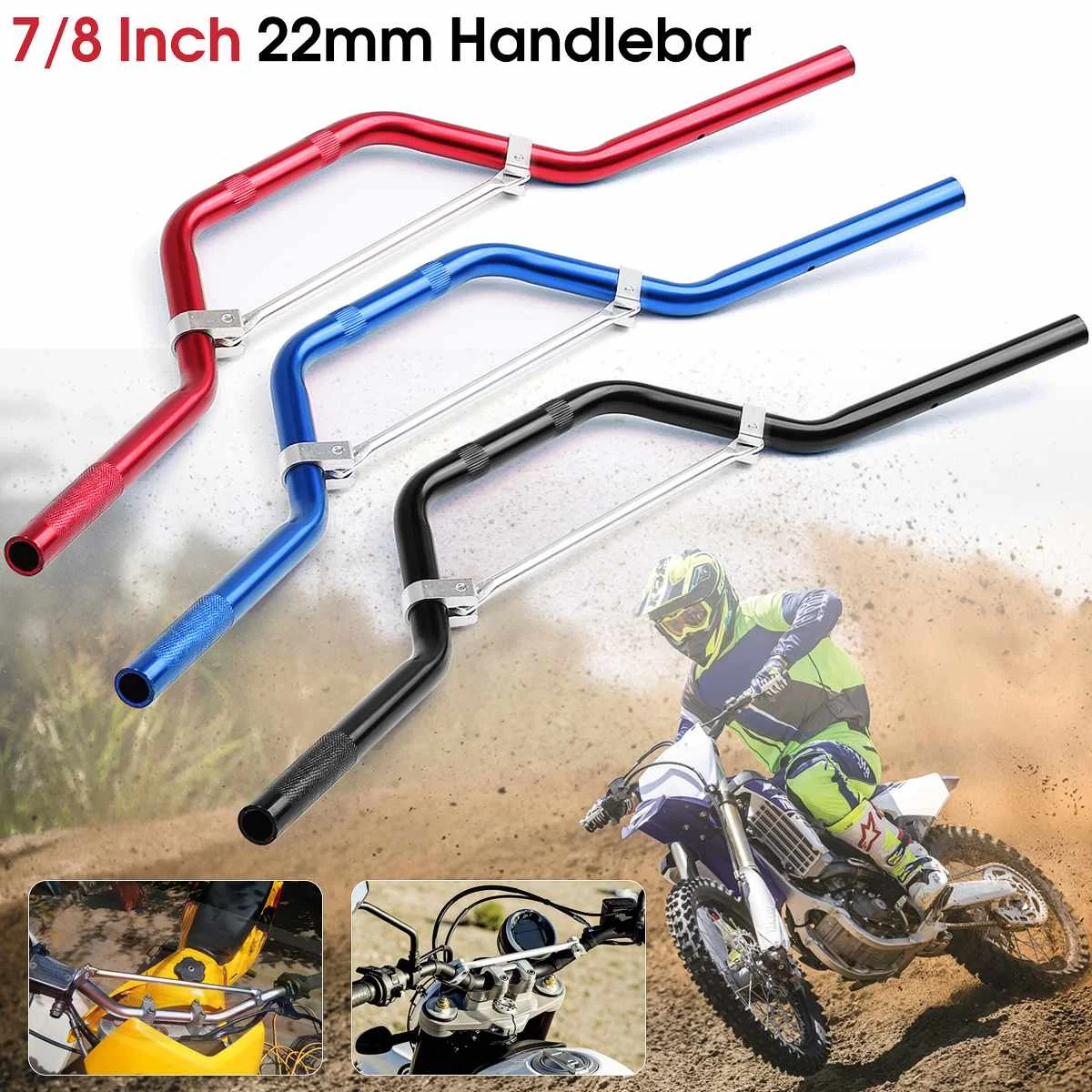22mm 7/8'' Aluminum Motorcycle Braced Handlebar Handle Bars For Honda 50cc 70cc 110cc 125cc 140cc Dirt Pit Bike ATV Scooter |